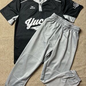 Black and Gray Baseball Uniform Set Size YM